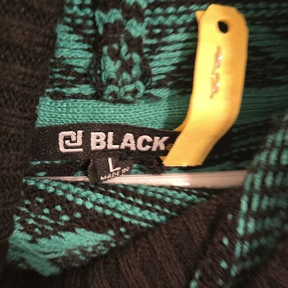 Black Teal Patterned Women's Cowl Sweater - Picture 7 of 7